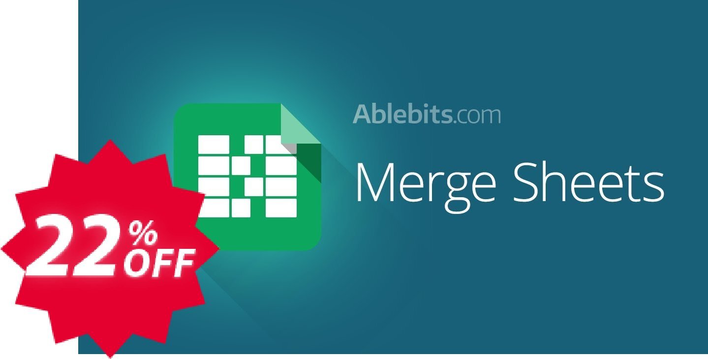 Merge Sheets add-on for Google Sheets Coupon code 22% discount 