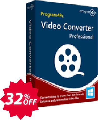 Program4Pc Video Converter Pro Coupon code 32% discount 