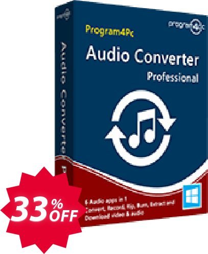 Program4Pc Audio Converter Pro Coupon code 33% discount 