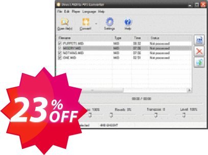 Pistonsoft Direct MIDI to MP3 Converter Coupon code 23% discount 