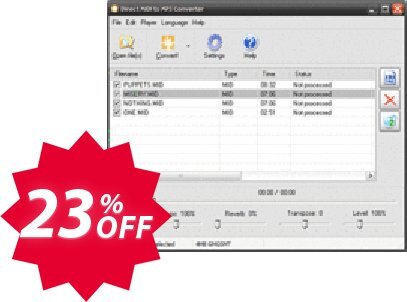 Pistonsoft Direct MIDI to MP3 Converter Coupon code 23% discount 