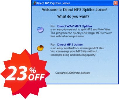 Pistonsoft Direct MP3 Splitter and Joiner Coupon code 23% discount 