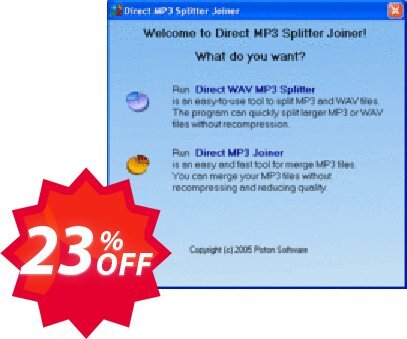 Pistonsoft Direct MP3 Splitter and Joiner Coupon code 23% discount 