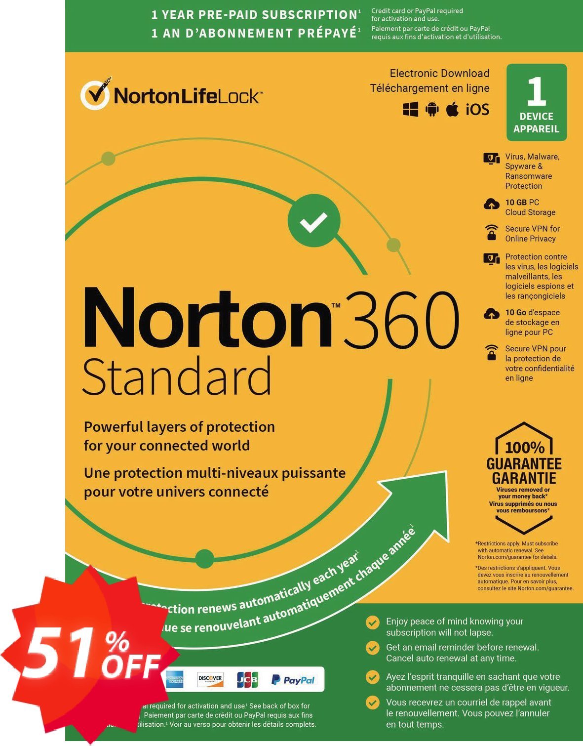Norton 360 Standard Coupon code 51% discount 