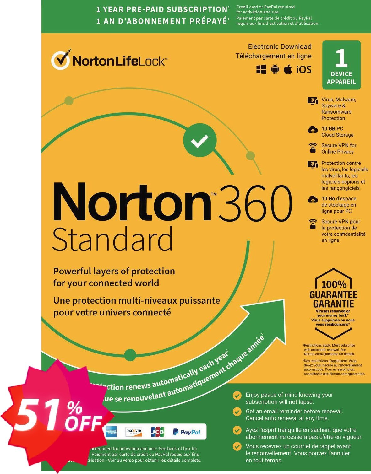 Norton 360 Standard Coupon code 51% discount 