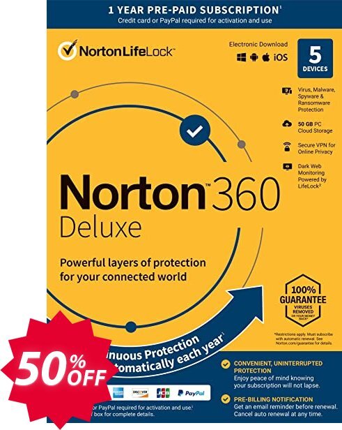 Norton 360 Deluxe Coupon code 50% discount 