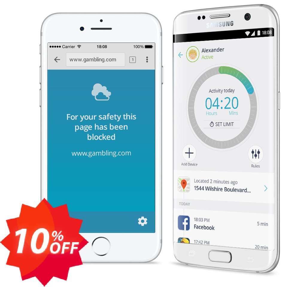 Qustodio Parental Control App, SMALL PLAN  Coupon code 10% discount 