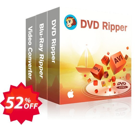 DVDFab DVD Ripper for MAC + Blu-ray Ripper for MAC + Video Converter for MAC Coupon code 52% discount 