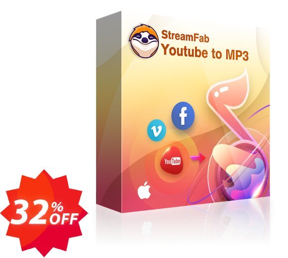 StreamFab YouTube to MP3 for MAC, Lifetime  Coupon code 32% discount 
