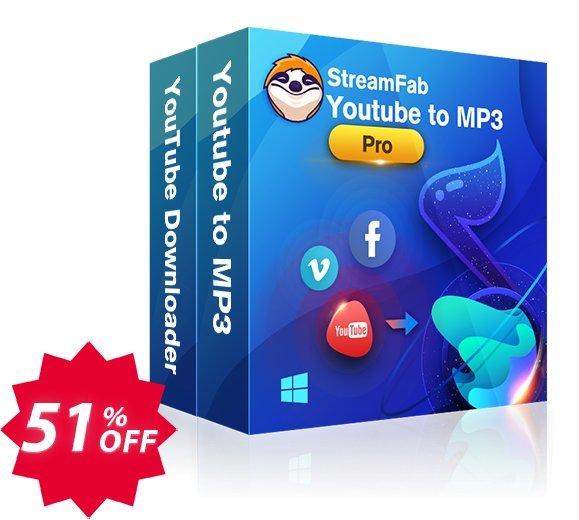 StreamFab YouTube Downloader PRO Coupon code 51% discount 