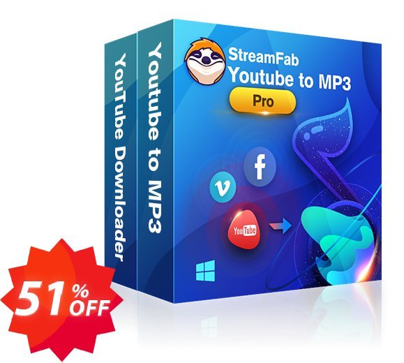 StreamFab YouTube Downloader PRO Lifetime Coupon code 51% discount 