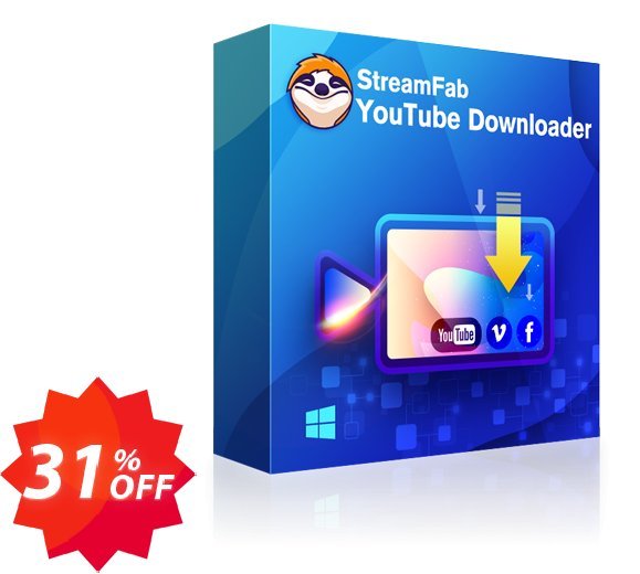 StreamFab Youtube Downloader Lifetime Coupon code 31% discount 