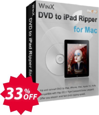 WinX DVD to iPad Ripper for MAC Coupon code 33% discount 