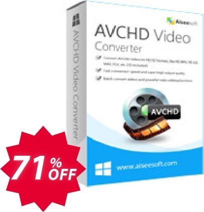 Aiseesoft AVCHD Video Converter Coupon code 71% discount 