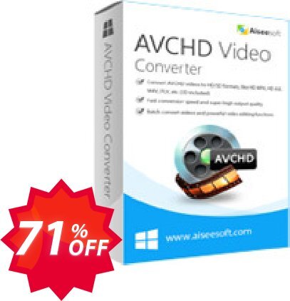 Aiseesoft AVCHD Video Converter Coupon code 71% discount 