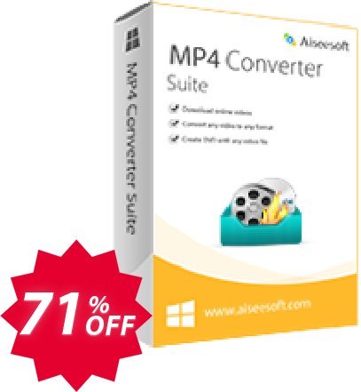 Aiseesoft MP4 Converter Suite Coupon code 71% discount 