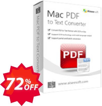 Aiseesoft MAC PDF to Text Converter Coupon code 72% discount 