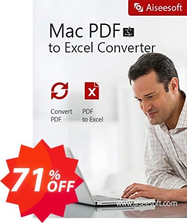 Aiseesoft MAC PDF to Excel Converter Coupon code 71% discount 