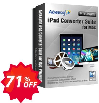Aiseesoft iPad Converter Suite for MAC Platinum Coupon code 71% discount 