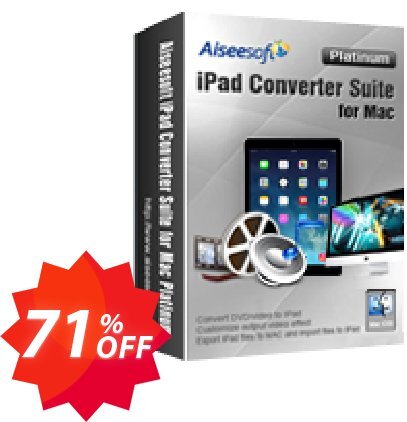 Aiseesoft iPad Converter Suite for MAC Platinum Coupon code 71% discount 