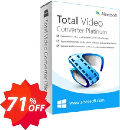 Aiseesoft Total Video Converter Platinum Coupon code 71% discount 