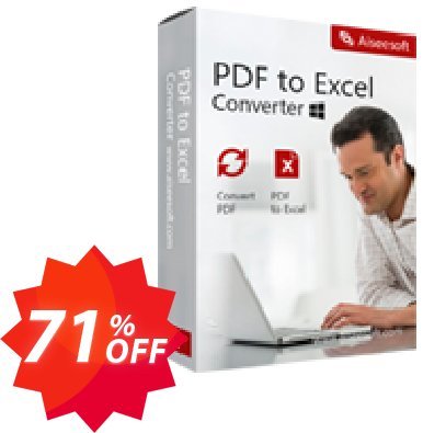 Aiseesoft PDF to Excel Converter Lifetime Plan Coupon code 71% discount 