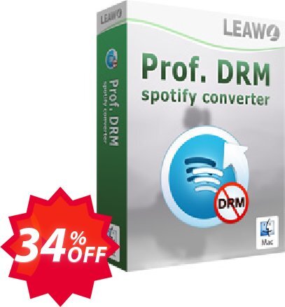 Leawo Prof. DRM Spotify Converter For MAC Coupon code 34% discount 