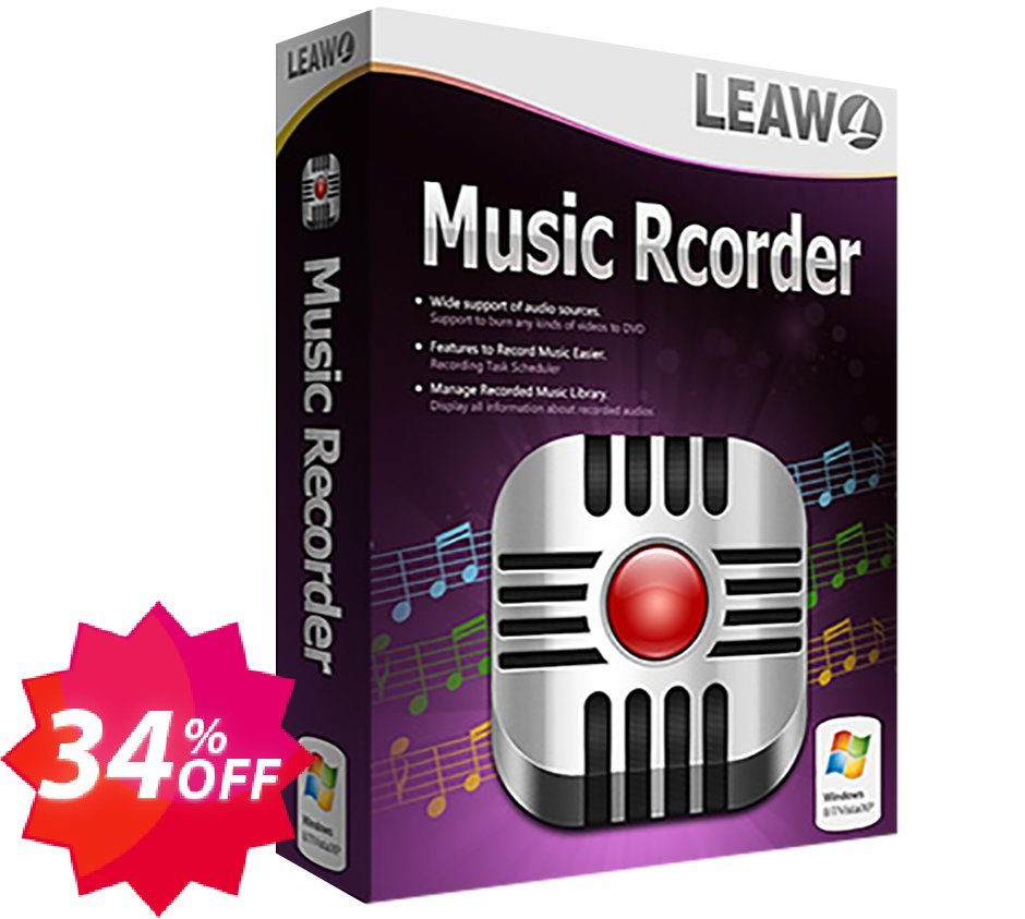 Leawo Music Recorder Coupon code 34% discount 