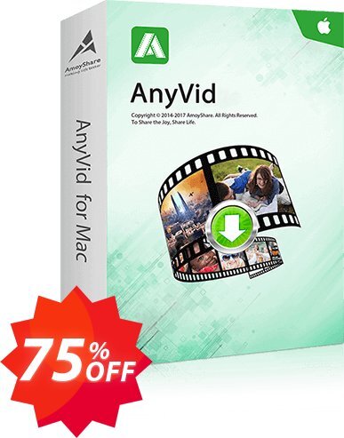 AnyVid for MAC Lifetime, 5 PCs  Coupon code 75% discount 