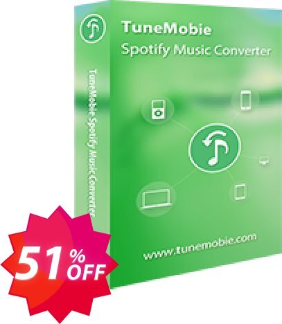 TuneMobie Spotify Music Converter, Family Plan  Coupon code 51% discount 