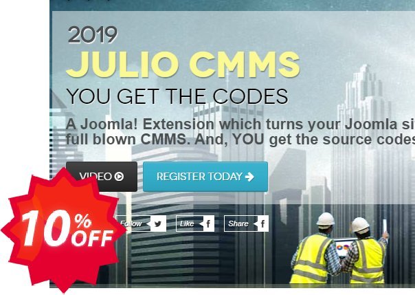 Julio CMMS for Joomla  - Starter Plan Coupon code 10% discount 