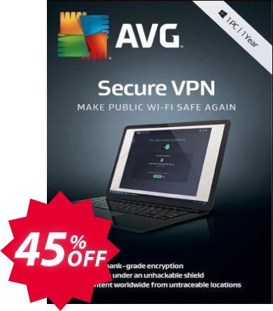 AVG Secure VPN Coupon code 45% discount 