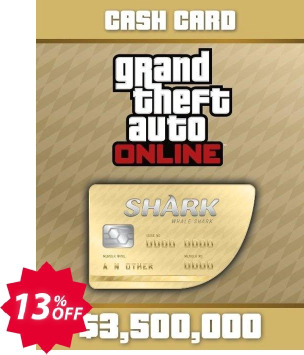Grand Theft Auto Online, GTA V 5 : Whale Shark Cash Card PC Coupon code 13% discount 