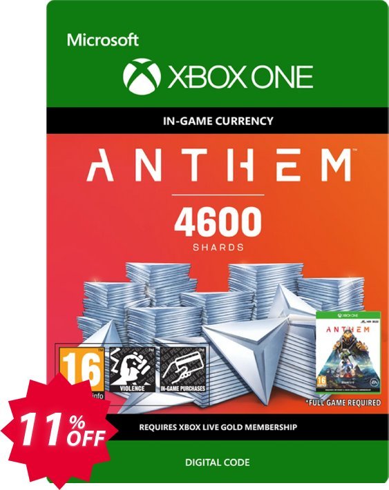 Anthem 4600 Shards Pack Xbox One Coupon code 11% discount 
