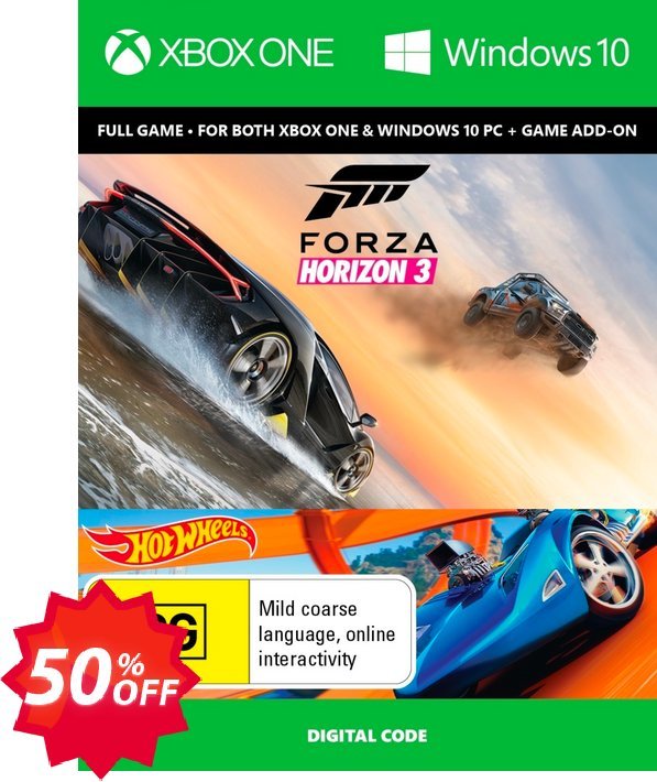 Forza Horizon 3 + Hot Wheels Xbox One/PC Coupon code 50% discount 