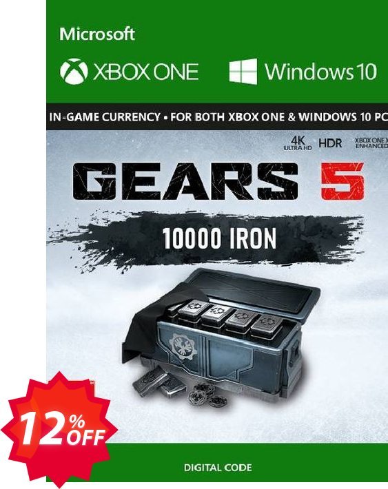 Gears 5: 10,000 Iron + 2,500 Bonus Iron Xbox One Coupon code 12% discount 