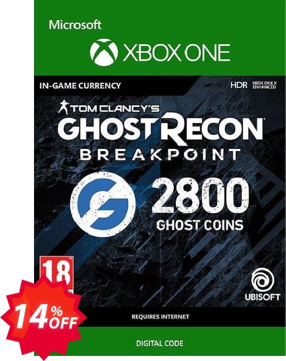 Ghost Recon Breakpoint: 2800 Ghost Coins Xbox One Coupon code 14% discount 