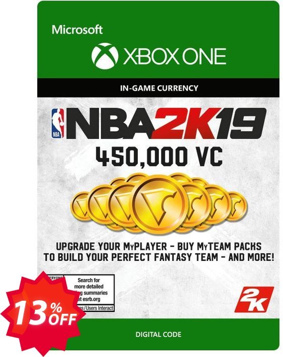 NBA 2K19: 450,000 VC Xbox One Coupon code 13% discount 