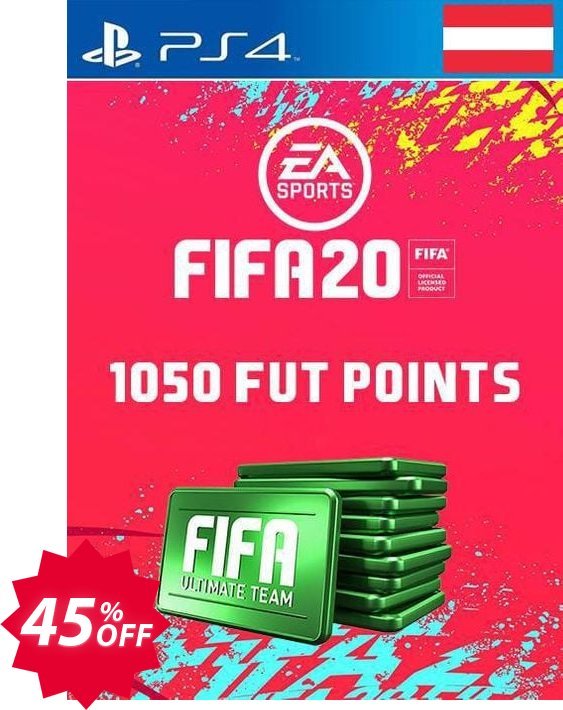 1050 FIFA 20 Ultimate Team Points PS4, Austria  Coupon code 45% discount 