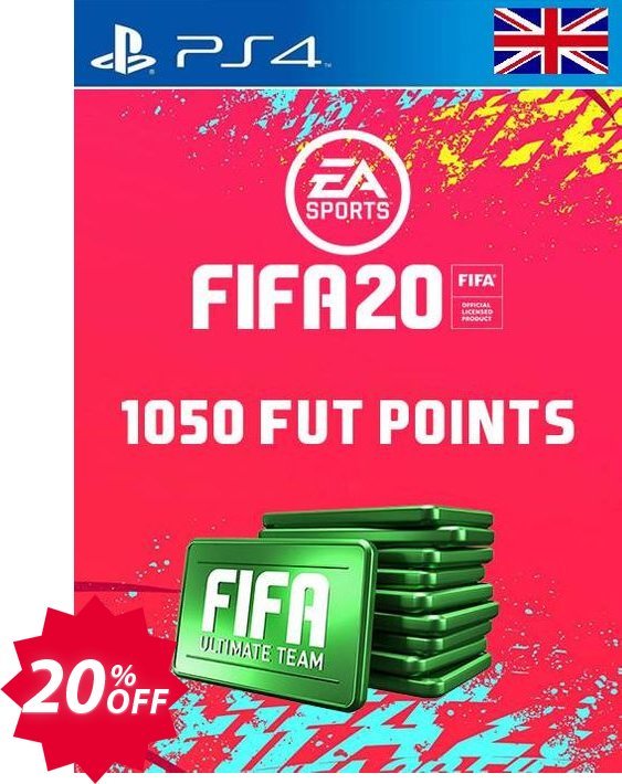 1050 FIFA 20 Ultimate Team Points PS4 PSN Code - UK account Coupon code 20% discount 