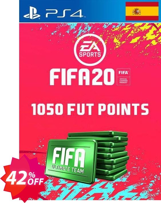 1050 FIFA 20 Ultimate Team Points PS4, Spain  Coupon code 42% discount 