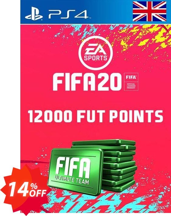 12000 FIFA 20 Ultimate Team Points PS4 PSN Code - UK account Coupon code 14% discount 