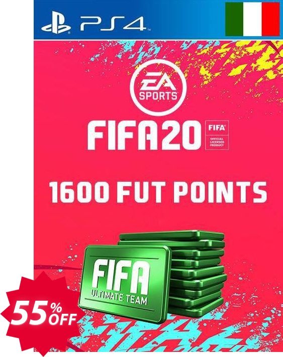 1600 FIFA 20 Ultimate Team Points PS4, Italy  Coupon code 55% discount 