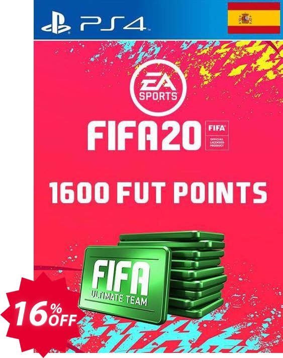 1600 FIFA 20 Ultimate Team Points PS4, Spain  Coupon code 16% discount 