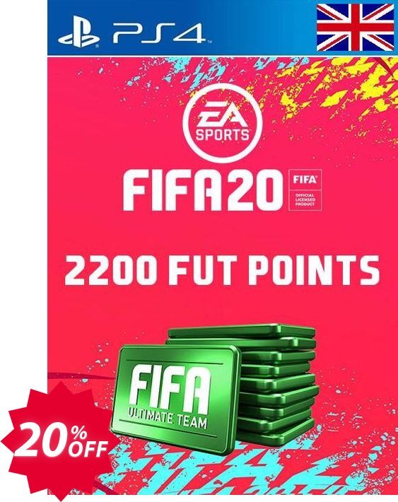 2200 FIFA 20 Ultimate Team Points PS4 PSN Code - UK account Coupon code 20% discount 