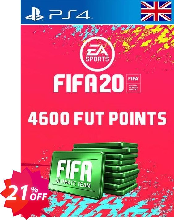 4600 FIFA 20 Ultimate Team Points PS4 PSN Code - UK account Coupon code 21% discount 