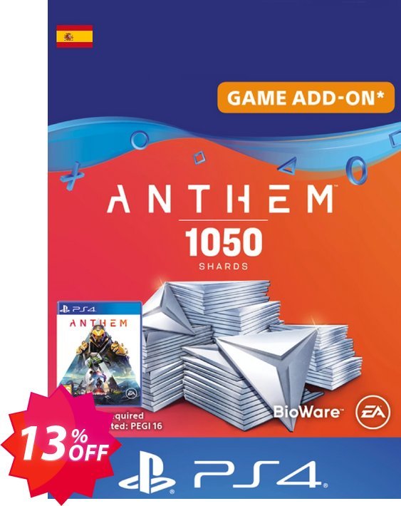 Anthem 1050 Shards PS4, Spain  Coupon code 13% discount 
