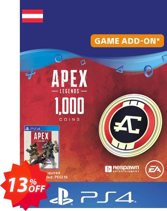 Apex Legends 1000 Coins PS4, Austria  Coupon code 13% discount 