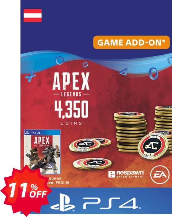 Apex Legends 4350 Coins PS4, Austria  Coupon code 11% discount 