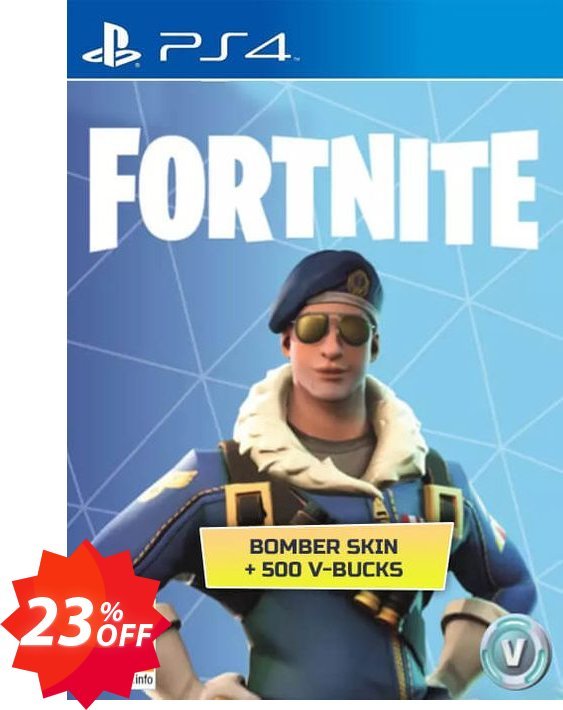 Fortnite Bomber Skin + 500 V-Bucks PS4 Coupon code 23% discount 